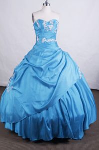 Aqua Blue Sweetheart Appliques Beading Layers Quinceanera Dress