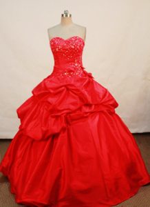 Sweetheart Appliques Pick-ups Red Floor Length Quinceanera Gown