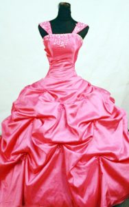 Cap Sleeves Strapless Taffeta Roral Red Beading Dresses For a Quince