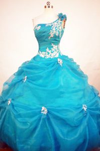 Exclusive One Shoulder and Appliques Floor-length Quinceanera Gowns