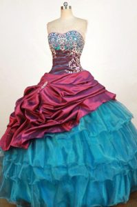 Beading Sweetheart Sweet Sixteen Quinceanera Dresses in Blue and Burgundy
