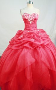 Beading and Appliques Sweetheart Quinceanera Dresses in Hot Pink