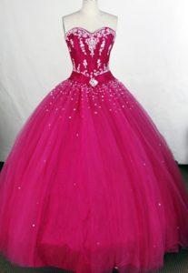 Appliques Sweetheart Beading Fuchsia Quinceanera Dresses with Sash