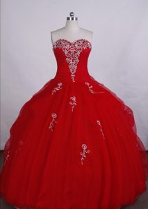 Red Sweetheart Floor-length Organza Dresses For Quinceaneras in Cienfuegos