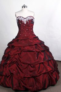 Pick-ups and Appliques Sweetheart Taffeta Beading Quinceanera Gown