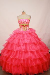 New Arrival Strapless Beading Quincenera Dresses with Ruffled Layers
