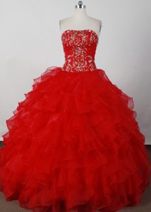Ruffled Layers Red Sweet Sixteen Quinceanera Dresses with Beading