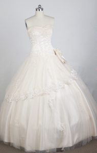 Champagne Sweetheart Taffeta Quinceanera Dress with Appliques