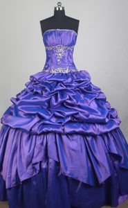 Purple Beading Bustline and Appliques Sweet 16 Dresses with Ruffles