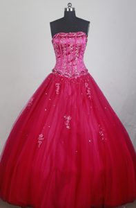 Red Boning Details Dresses for Quinceaneras with Beading Sash