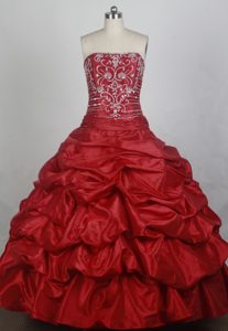 Red Dress for Quinceanera Covered Silver Appliques and Ruffles