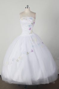 White Dresses for A Quinceanera Embellished with Butterfly Appliques