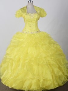 Yellow Dresses for Quinceanera Embellished with Ruffles and Jacket