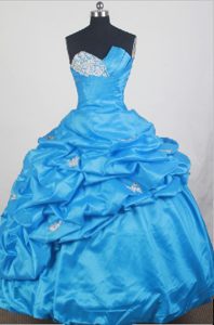 Asymmetrical Neckline and Ruffles Sweet 15 Dresses in Aqua Blue
