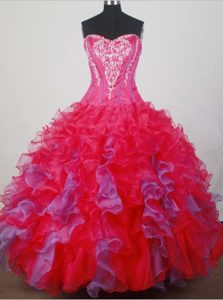 Purple Boning Details Quinceanera Dresses with Red and Purple Tuck