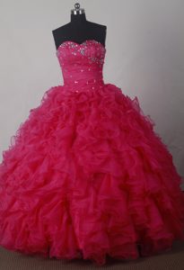 Beading and Full Tucks Beading Dresses For Quinceaneras in Red