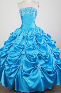 Strapless Baby Blue Bubbled 2014 Quince Party Dress