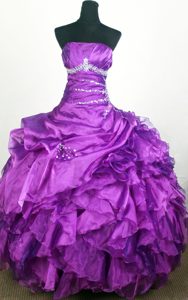 Gorgeous 2013 Ruffled Tiers Eggplant Purple Sweet 15 Gown