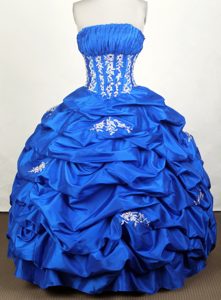 Pretty Royal Blue Ruched and Bubbled Sweet 16 Gown in Michigan