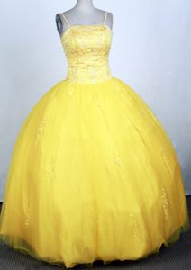 Spaghetti Straps 2013 Yellow Quinceanera Gown in Kansas