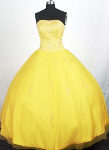 Modest Bright Yellow Quinceanera Ball Gown for sale in California