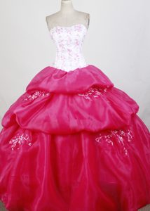 Perfect Bubbled White and Hot Pink Quinceanera Ball Gown Cheap