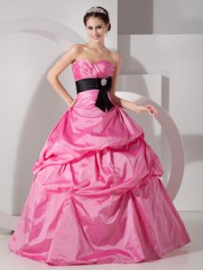 Ruched Hot Pink Sweet Sixteen Dresses with Sash and Pick ups 2013