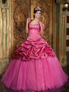 Appliques and Pick ups Accent Quinceanera Dresses in Hot Pink 2013