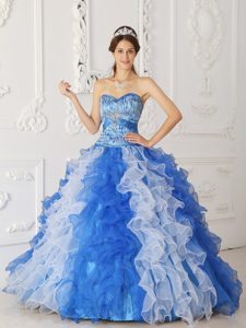 Multi-color Ruffled Organza Dress For Quinceanera in Antrim