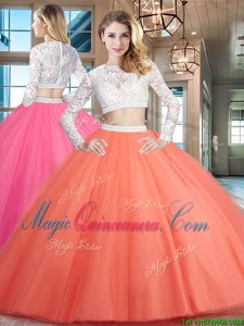 Wonderful Scoop Long Sleeves Beading and Lace Zipper Vestidos de Quinceanera