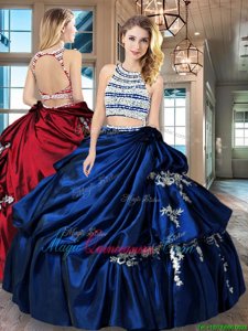 Nice Scoop Royal Blue Backless Sweet 16 Dresses Beading and Appliques and Pick Ups Sleeveless Floor Length