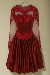 Graceful Scoop Long Sleeves Appliques Zipper Mother Of The Bride Dress