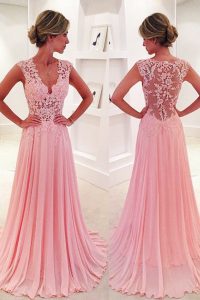 Excellent Pink A-line Lace Mother Of The Bride Dress Side Zipper Chiffon Sleeveless