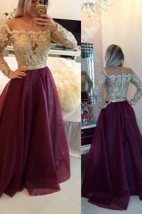 Scoop Long Sleeves Organza Mother Dresses Beading and Appliques Zipper