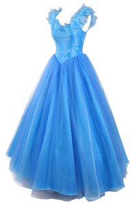 Classical V-neck Sleeveless Mother Of The Bride Dress Floor Length Ruching and Pick Ups Baby Blue Organza