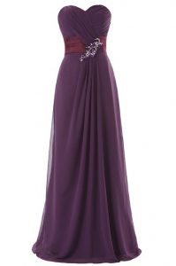 Sweet Floor Length A-line Sleeveless Purple Mother Of The Bride Dress Zipper