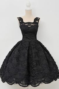 Spectacular Black Sleeveless Lace Zipper Mother Of The Bride Dress for Prom and Party