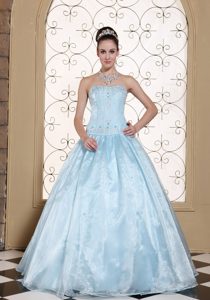 Light Blue Beaded Organza Sweet 15 Dresses in Carrickfergus