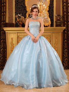 Baby Blue Beaded Dress For Quinceanera For Wholesale in Clifton