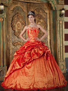 Orange Red Taffeta Quinceanera Dress with Pick Ups in Carrickfergus