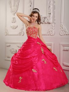 Hot Pink Ruffles Quinceanera Dresses with Appliques in Newry