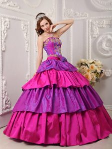 Multi-color Layered Quinceanera Dress with Bowknot in Farnborough