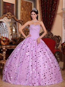 Lavender Beaded Tulle Sweet 15 Dresses with Sequins in Carrickfergus