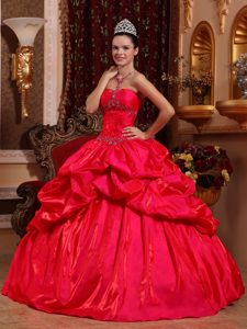 Red Ball Gown Taffeta Quinceanera Gown with Pick Ups in Farnborough
