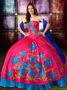 Strapless Sleeveless Lace Up Quinceanera Dresses Multi-color Taffeta