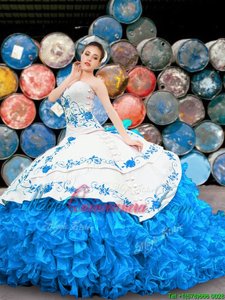 Halter Top Sleeveless Organza Quinceanera Dresses Appliques and Embroidery and Ruffles Lace Up