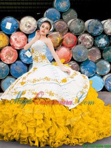 Sleeveless Appliques and Embroidery and Ruffles Lace Up Sweet 16 Dresses
