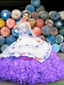 Sleeveless Appliques and Embroidery and Ruffles Lace Up Ball Gown Prom Dress