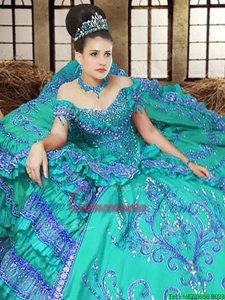 Most Popular Off the Shoulder Sleeveless Embroidery Lace Up Vestidos de Quinceanera