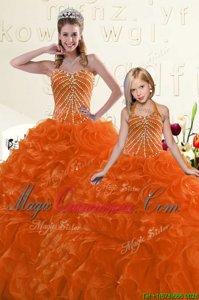 Modern Sleeveless Beading and Ruffles Lace Up Ball Gown Prom Dress